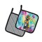 Edge Collections - 7.5" x 7.5" - Multicolor - NEW Hippie Animal Zebra Pot Holders - 1 Pair